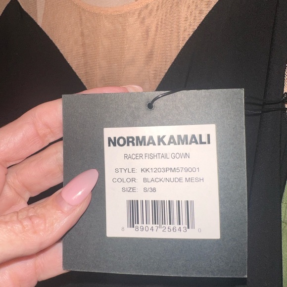 Size SM, Black Norma Kamali Racer Fishtail Gown. NWT, NBW - Picture 2 of 7